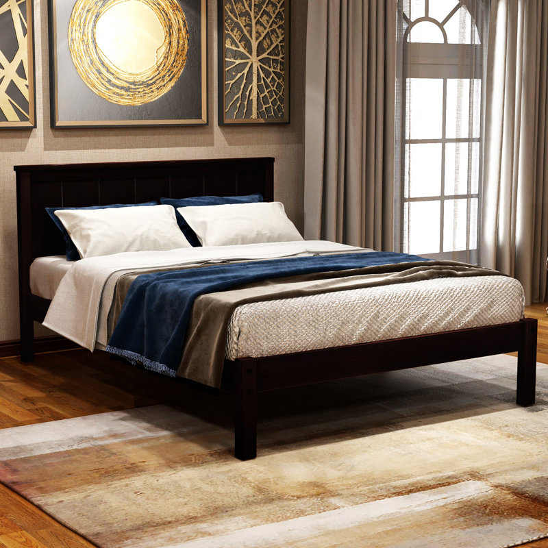 Lit plateforme en bois massif Shauna, Simple, Espresso