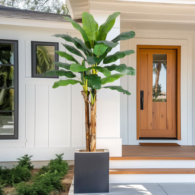 Artificial Banana Tree, Faux Banana Tree With Grey Planter