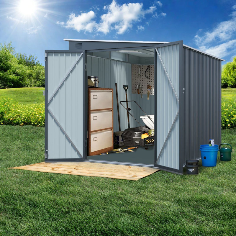 Space Saving Sheds, 6x8ft Galvanized Steel Modern Storage For Home