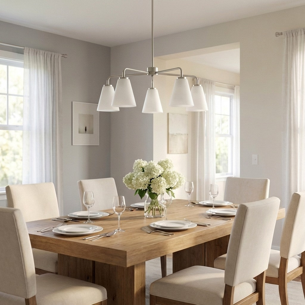 Hayden 5-Light Chandelier, White, Brushed Nickel