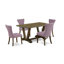 Ensemble de salle à manger rectangulaire de 5 pièces comprenant 4 chaises de salle à manger Parson, siège rembourré clouté, dossier de chaise capitonné à boutons hauts et linge de table rectangulaire Jacobean blanc délavé-1219032455-1219032456-1219032463