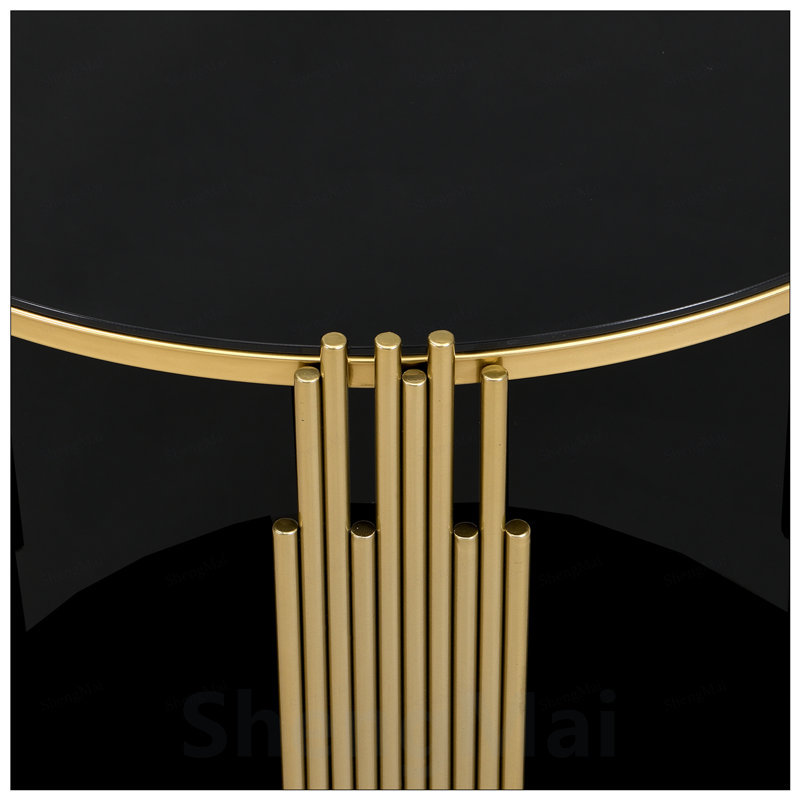Table basse Modern Modern, H 19,7 po x l 31,5 po x P 31,5 po, Noir / doré