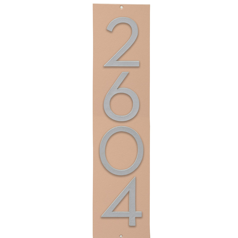 Plaque d’adresse murale flottante linéaire, Taupe, Argent