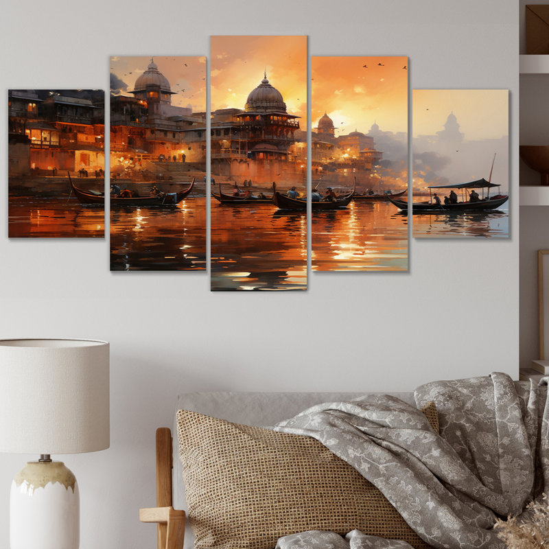 «Indian Art Sunset At», ensemble de reproductions d'art mural en métal