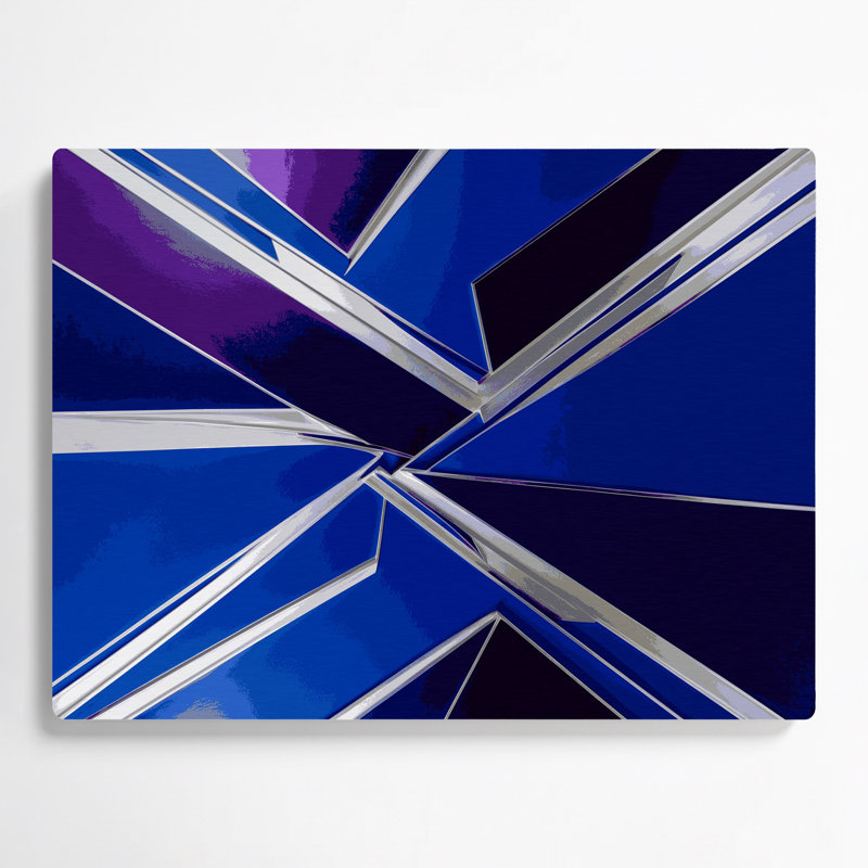 Hard Edge 39, art mural en métal bleu, H 11 po x l 14 po