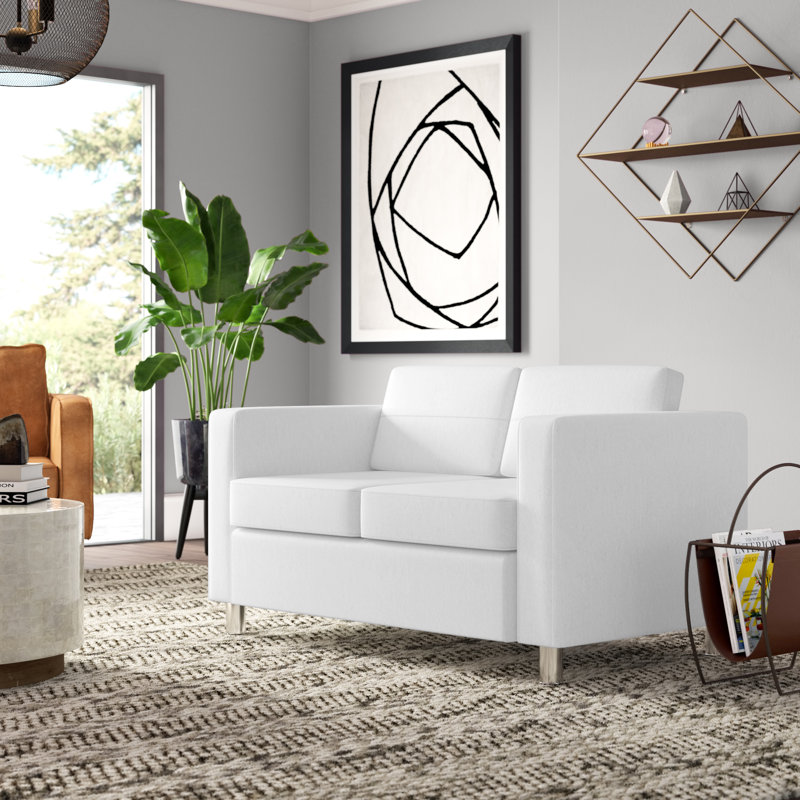Desantiago 51.5'' Faux Leather Loveseat, White Faux Leather