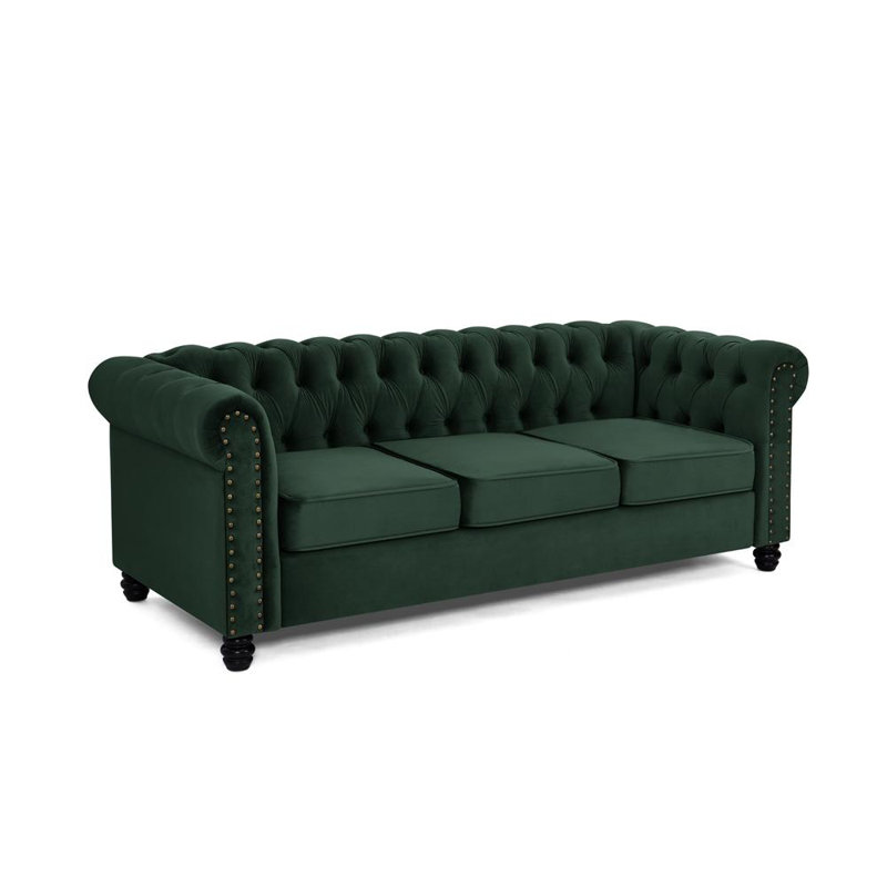 Kemen 3 Seater Velvet Sofa, Brown