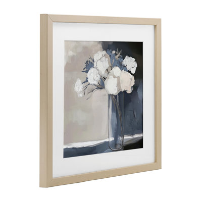 «Gentle Petals», reproduction encadrée sous verre gris et beige, design par Mona Grace