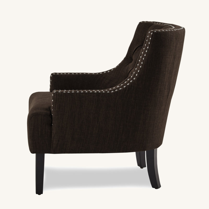 Upholstered Wingback Chair, Chocolate Velvet