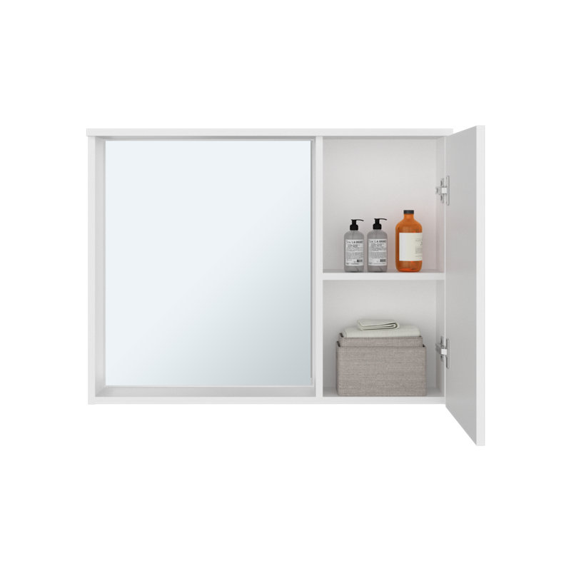 Armoire à pharmacie moderne avec miroir Irwin - Finition en bois manufacturé blanc, solution de rangement élégante pour la salle de bain