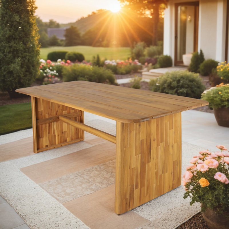 Adwoa Acacia Wood Patio Outdoor Dining Table
