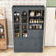 Garde-manger autoportant avec huche, tablettes réglables, 6 portes, 4 tiroirs et plateaux coulissants-376818985