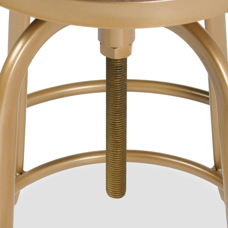 Swivel Solid Wood Adjustable Height Stool, Bronze