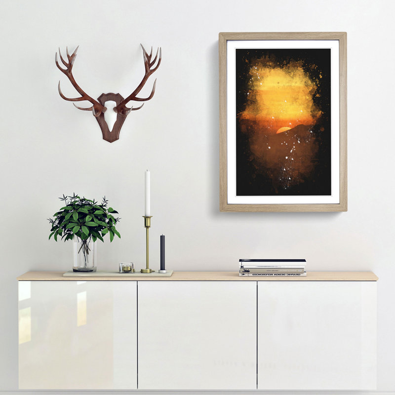 Orange Sunset Abstract - Picture Frame Graphic Art Print, Oak Framed, 45cm H x 33cm W x 2cm D