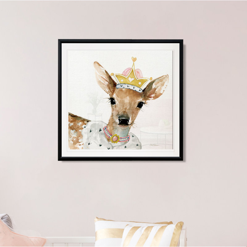 Art sur toile Kilmersdon Glamour Girls Deer, H 26,5 po x l 26,5 po x P 1,5 po, Cadre plastique noir