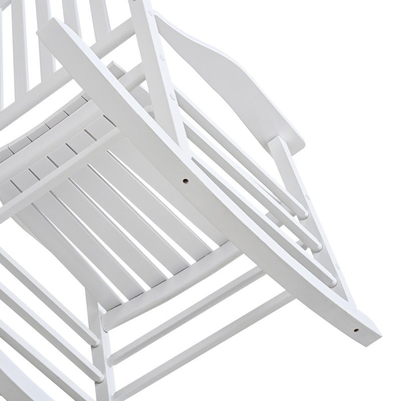 Chaise berçante d'extérieur en bois Deraway, Blanc