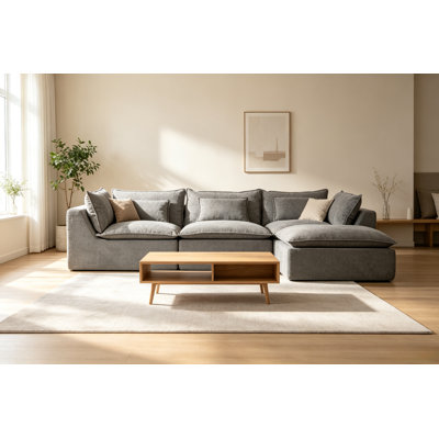 Modular Cloud Sectional Sofa, Oversized Deep Seat Couch With Ottoman, 3/4 Seat Reconfigurable Living Room Furniture Set
