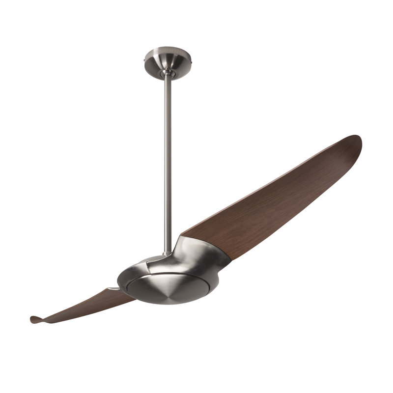IC Air 56'' Ceiling Fan, Bright Nickel, Remote Control, Mahogany