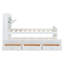 Lit simple en bois avec tête de lit avec prises de courant, lit extensible avec lit gigogne simple avec trois tiroirs de rangement, blanc