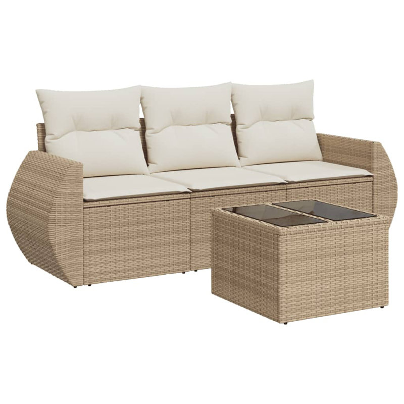 Ensemble de canapé de patio avec coussins 4 pièces Vidaxl
