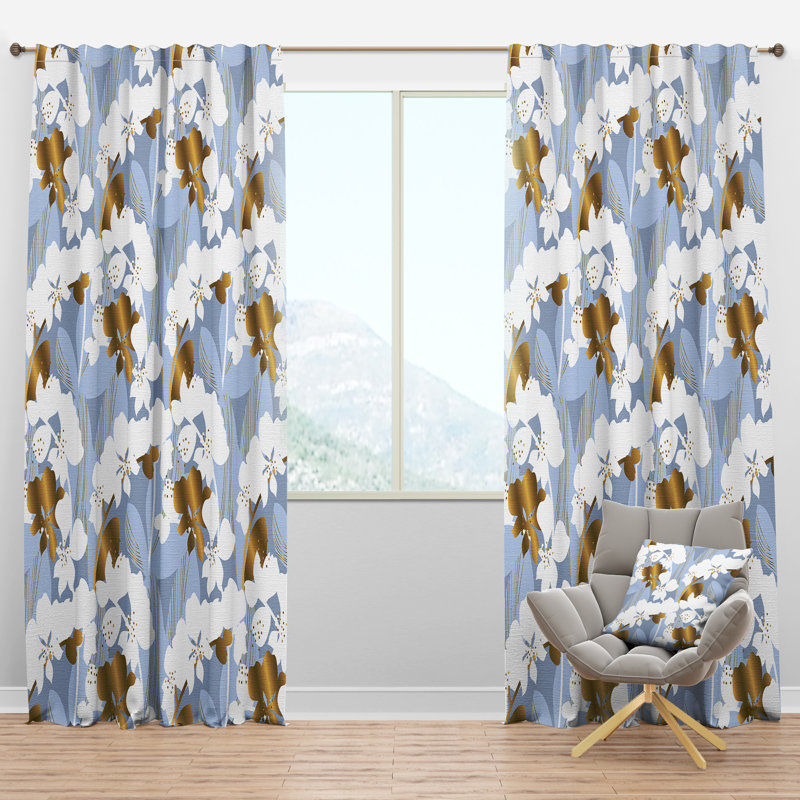 Panneau de rideau simple semi-diaphane avec passe-tringle Mid-Century, l 52" x L 95"