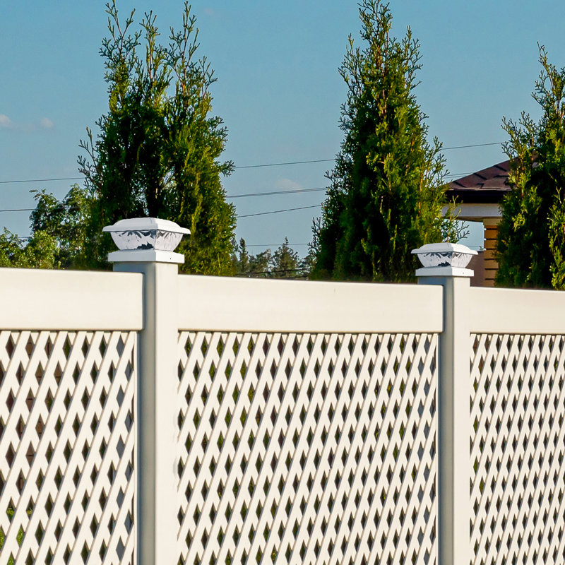 White Solar Powered Integrated LED Fence Post Cap Light 3.5 In. X 3.5 In. with Base Adapter Included Pack, Cool White