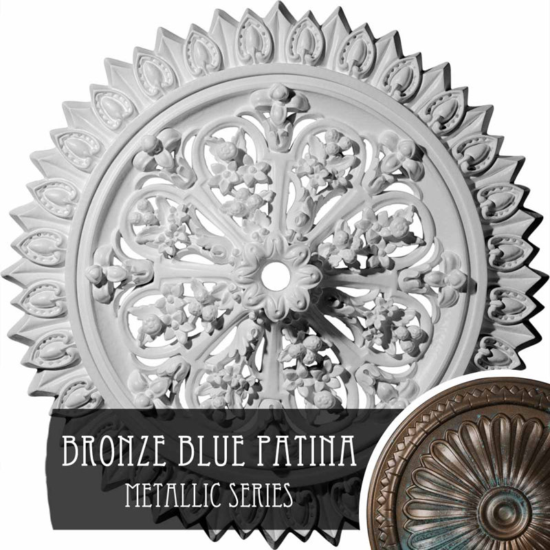 Médaillon de plafond Endurathane Lariah, 24 3/4 po de diamètre extérieur 1 3/8 po x P 3 1/4 po (convient aux auvents jusqu'à 1 3/8 po), finition bronze patiné peint à la main