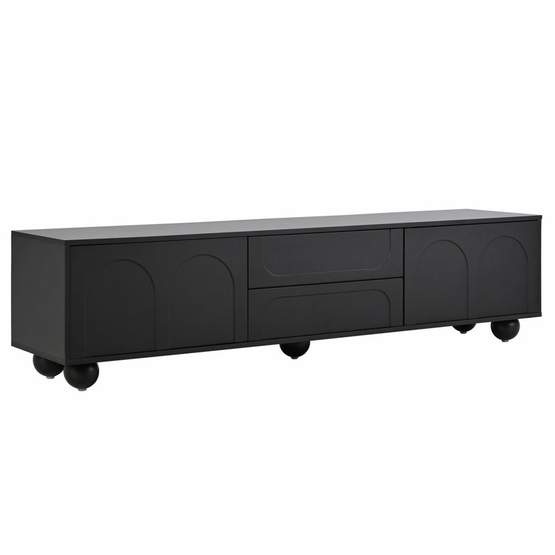 Meuble télé Style avec portes arquées, Noir