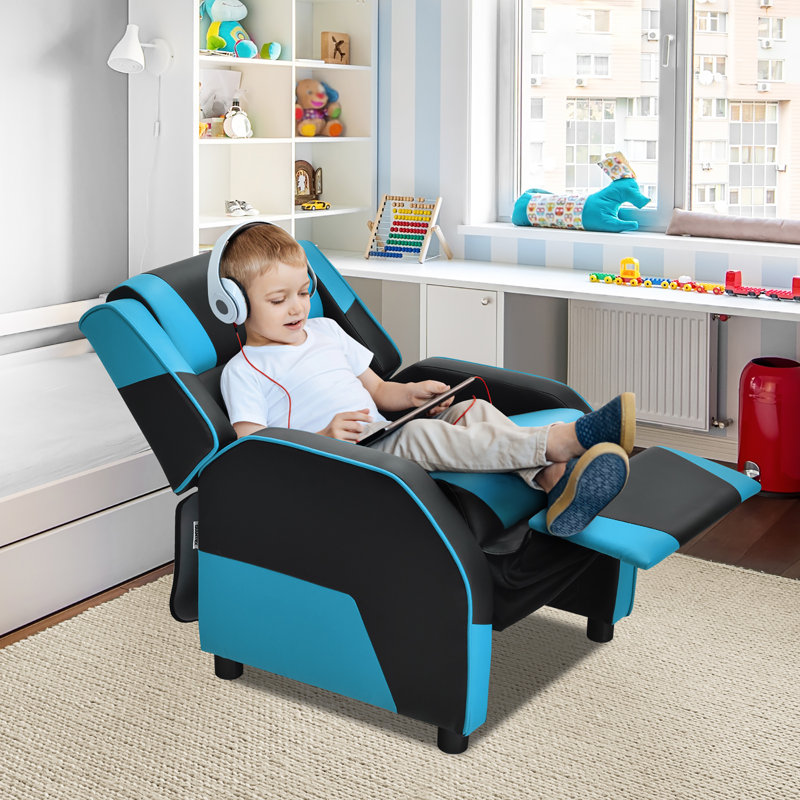 Fauteuil inclinable manuel standard en cuir Armas, Bleu