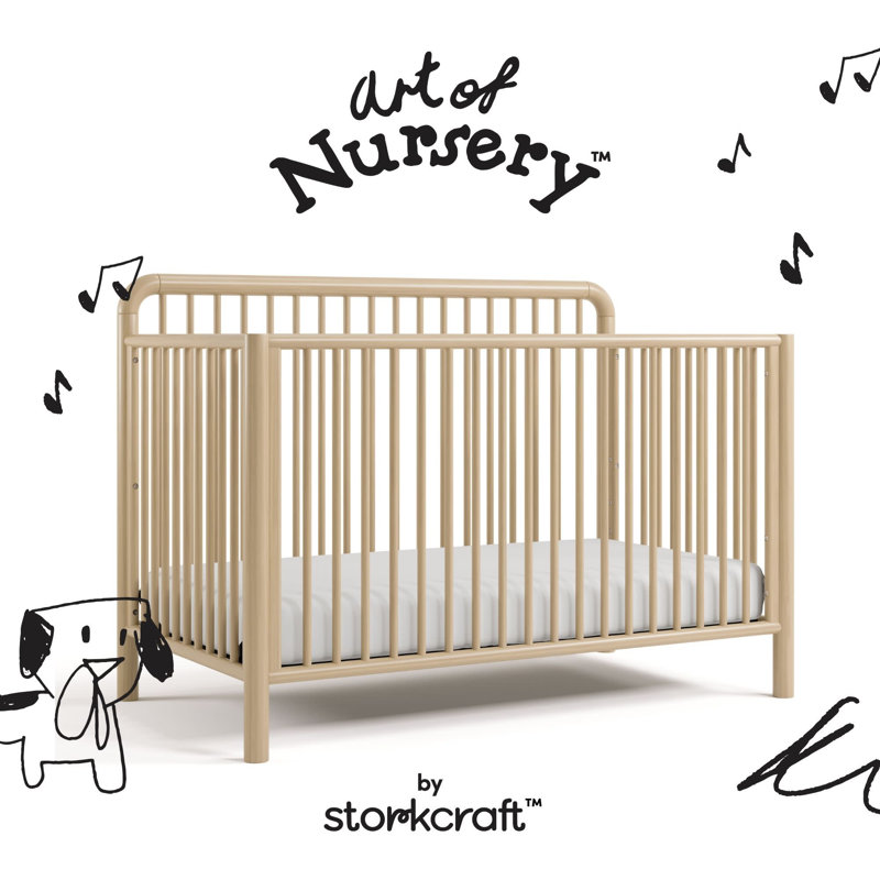 Porto Deluxe 5-in-1 Convertible Crib with Bonus Toddler Guardrail , Driftwood