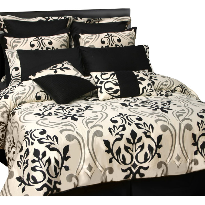 Prague Traditional Cotton Damask Comforter, California King Comforter + 23 Additional Pieces