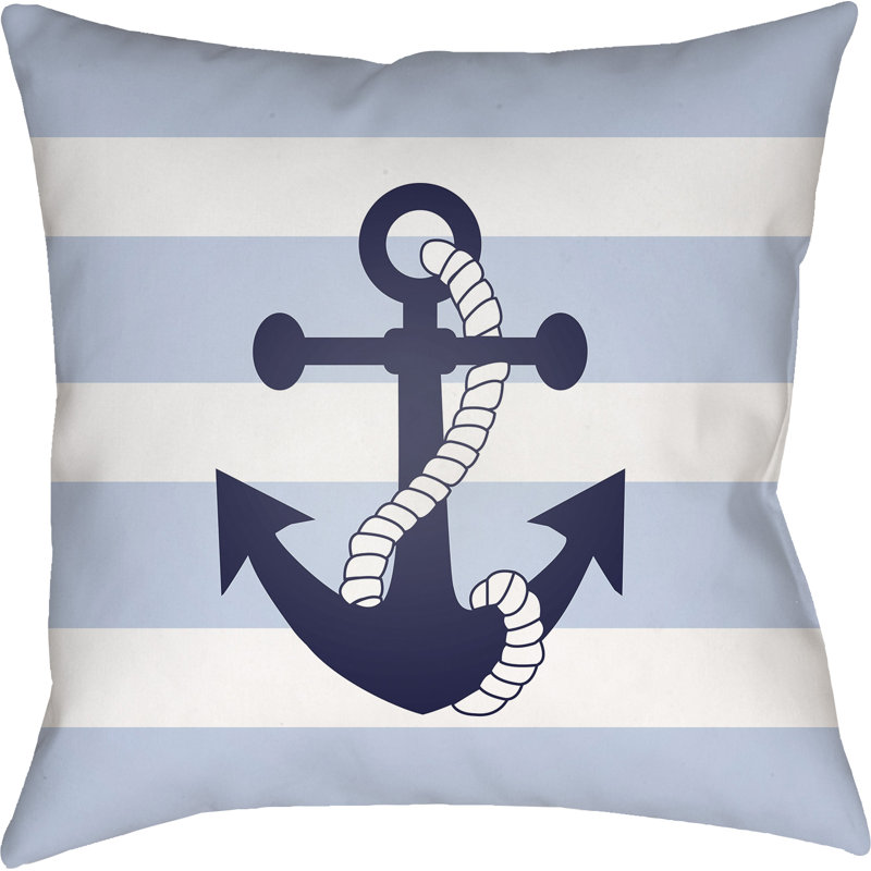  Lynda Indoor/Outdoor Throw Pillow, 18" H x 18" W x 4" D, Blue