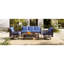 Ensemble de meubles de patio 4 pièces avec chaises pivotantes, canapés d'extérieur en osier pour 5 personnes, ensemble de conversation modulaire en rotin pour terrasse près de la piscine
