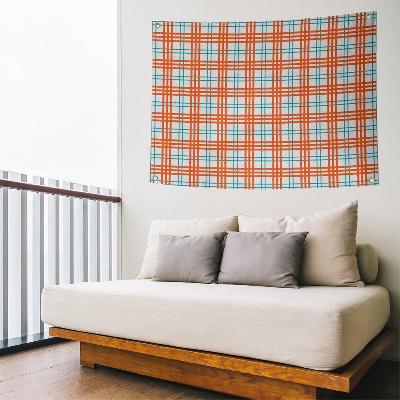 Tapisserie polyester Miami Luxury, H 59 po x l 80 po, Blanc / turquoise / orange