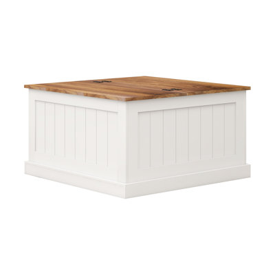 Square Coffee Table In White - 31.5" With Hinged Lift Top And Generous Hidden Storage Compartment Table, 31.5". Design Rustic Details. Big Space. Painted . Effortless Assembly