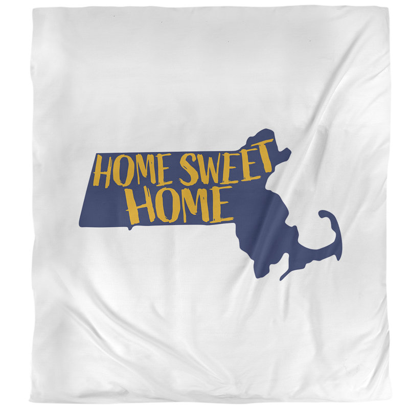 Massachusetts Modern & Contemporary Duvet Cover, King Duvet Cover, Navy/Yellow, Microfiber