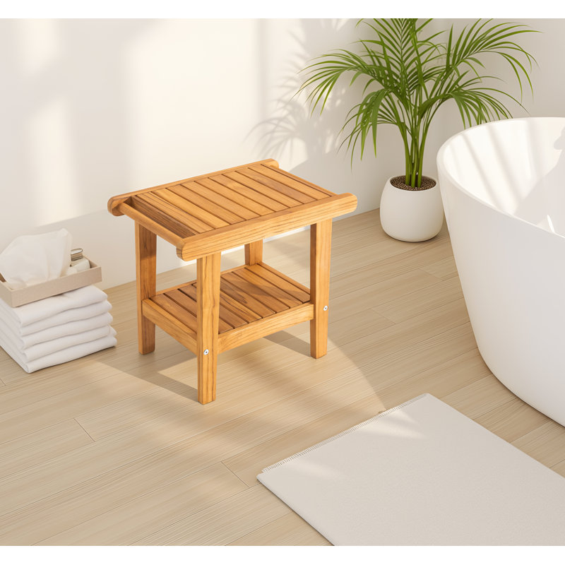 Banc de douche en teck massif 21 po