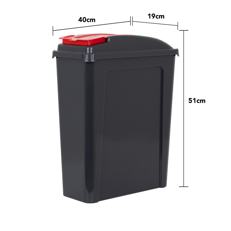 Wham Recycle It Slimline Bins, Red/Green/Yellow Lids, 25 Liters
