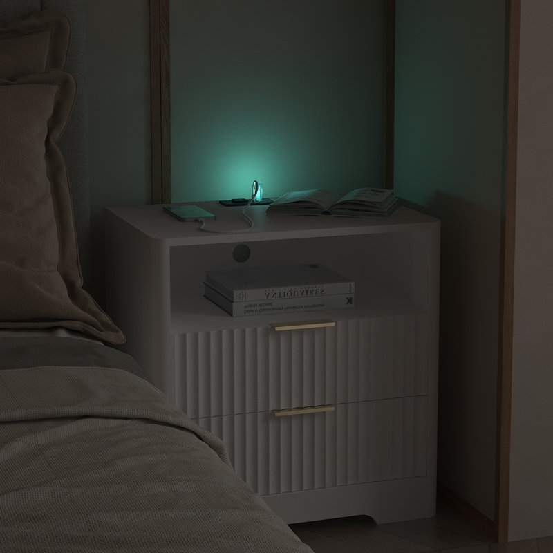 Smart Nightstand with Night Light, White