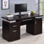 Bureau d'ordinateur Cappuccino avec 2 tiroirs, armoire et système de rangement rectangulaire Advancement.