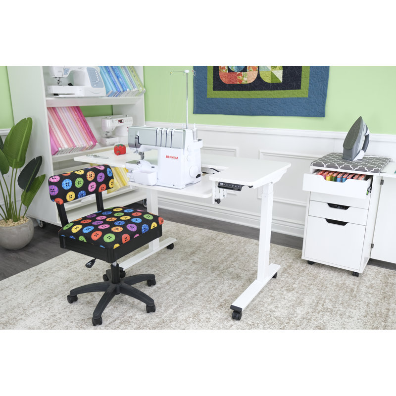 Eleanor Adjustable Height White Steel Sewing Table