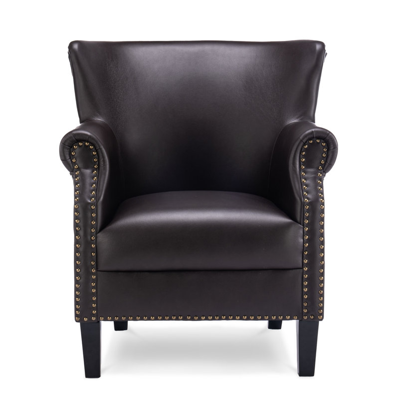 Wybolt Upholstered Wingback Chair, Dark Brown