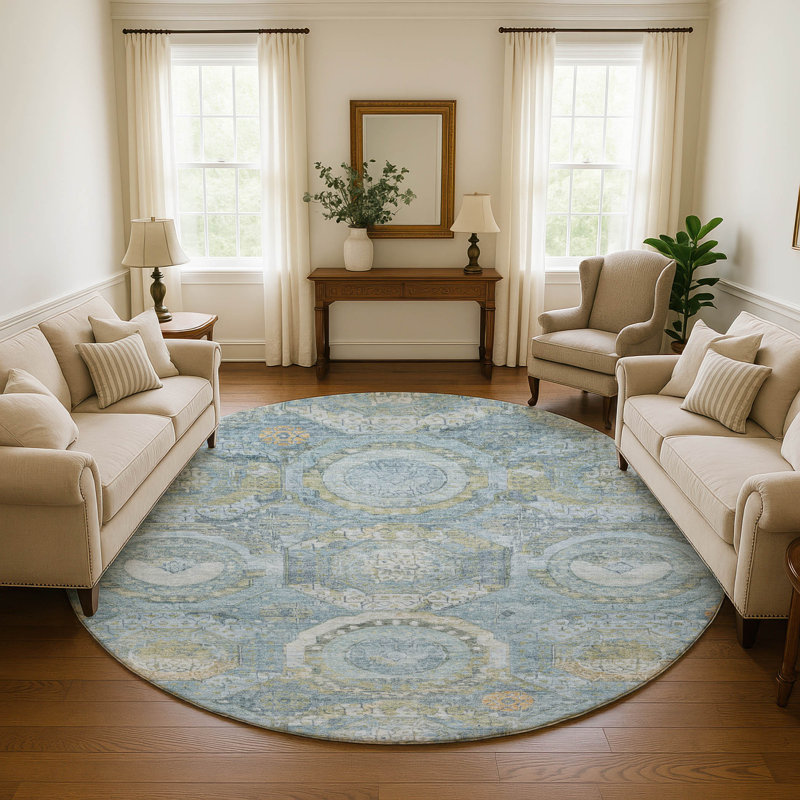 Premium Machine Washable Honig AMF1661 Panel Rug, Round 8'