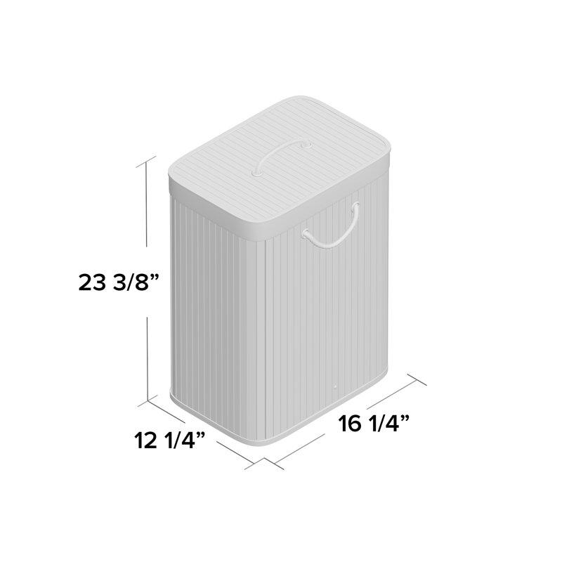 Light Brown Bamboo Upright Laundry Hamper with Lid