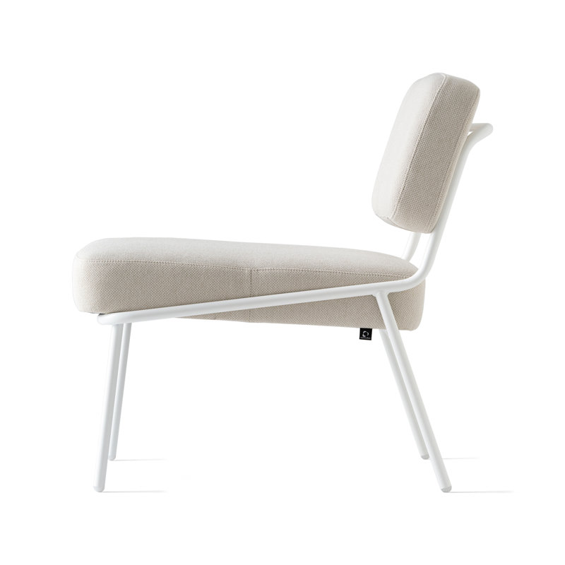 Sixty Upholstered Lounge Chair with Metal Frame, Cream Polyester, White