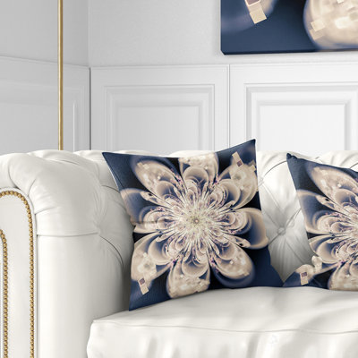 Fleur blanche fractale blanche - coussin à imprimé floral