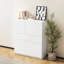 Armoire de rangement en bois blanc avec 4 portes et 2 tiroirs