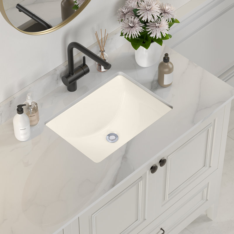 Meuble-lavabo rectangulaire encastré en céramique 20 x 15 Wells Sinkware, Bisque