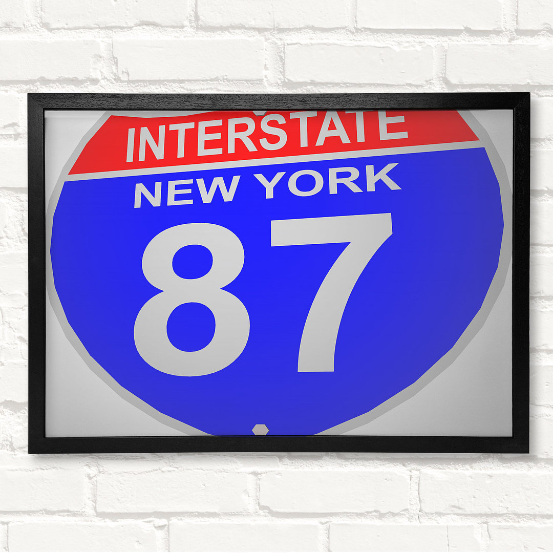 Interstate 87 Schild Gerahmter Druck