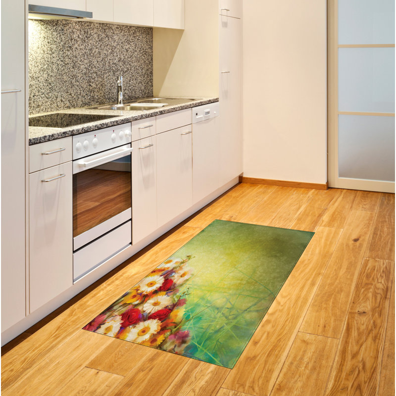 Floral High Density Long Fiber Poly Threads Decorative Area Rug Carpet, Rectangle 2'7" x 5'